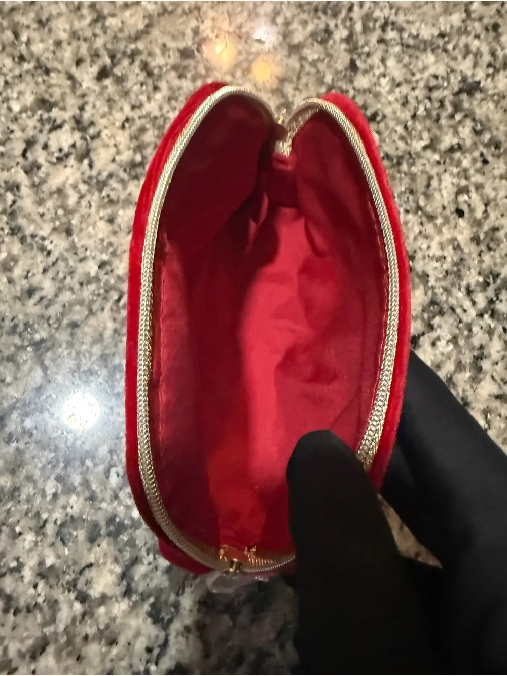 Dior Burgundy Velvet Cosmetic Case with Gold Zip